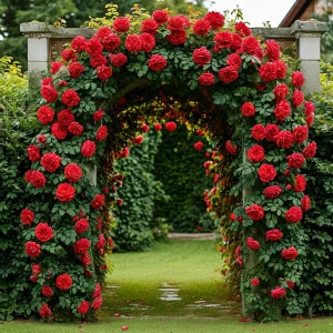 Роза плетистая Алый Триумф купить по цене от 319р. в интернет-магазине «Посадика» с доставкой почтой в в Мензелинске и по всей России – [изображение №1].